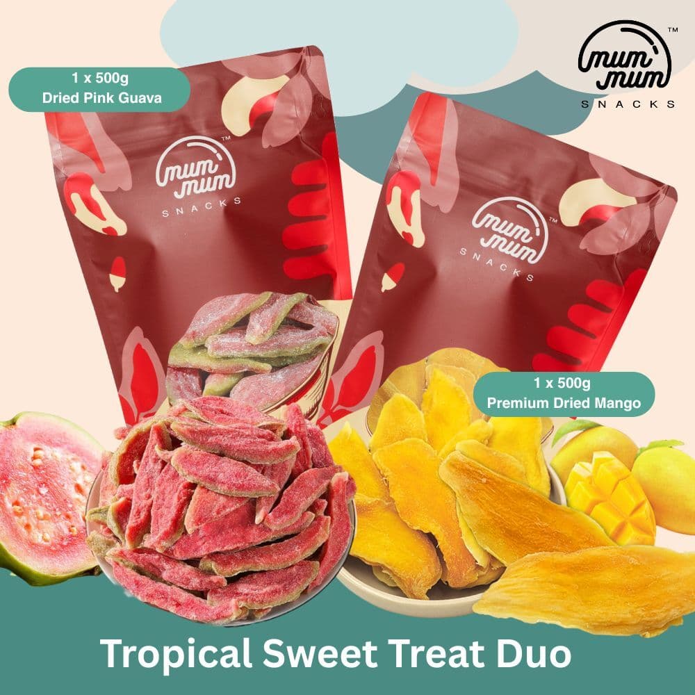 Tropical Sweet Treat Duo / Kombo Manisan Buah Tropika [500g] - Dried Pink Guava & Mango